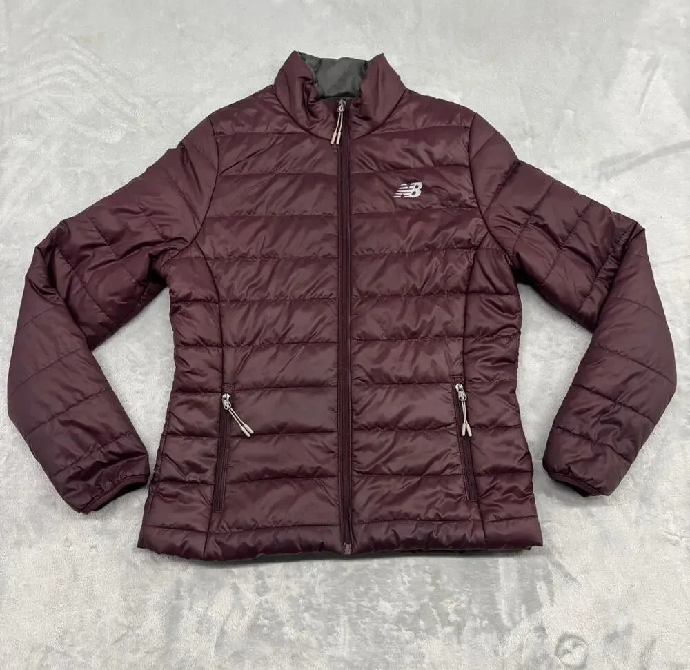 New Balance Puffer Jacket Womens Medium Purple Quilted Lightweight Athleisure